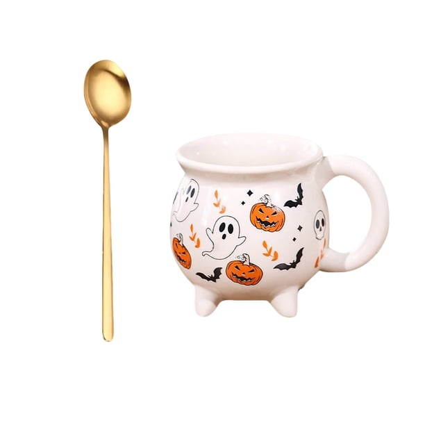 Taza de cerámica de Halloween Taza de café con diseño de calabaza y bruja Vajilla temática para el hogar