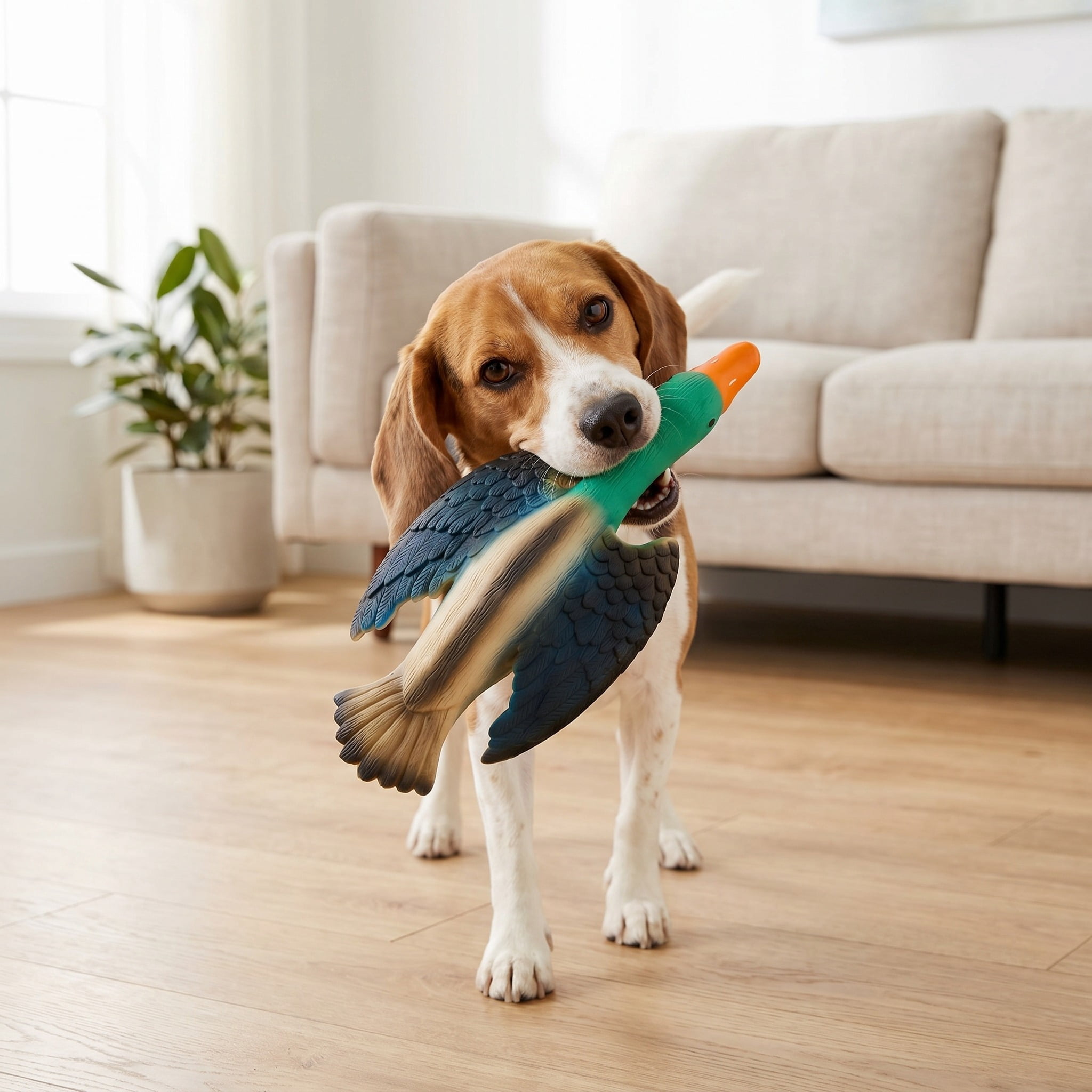 (2 pack) Vibrant Life Multicolor Duck Latex Dog Toy with Squeaker, Chew Level 3