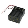 Unique Bargains Black Tow Layers 6 x 1.5V AA Batteries Battery Holder Case Box w Wire Leads