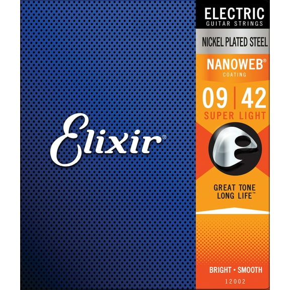 Elixir 12002 Nickel Plated Steel Electric Guitar Strings with NANOWEB, Super Light 9-42