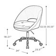thumbnail image 4 of 14 Karat Home Velvet Home Office Chair for Teens, Adjustable Height & 360° Swivel Cute Computer Task Chair, Brown, 4 of 10