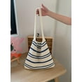 thumbnail image 4 of Crochet Tote Bag for Women, Stripe Aesthetic Knitted Tote Bag Shoulder Bag Handbag, 4 of 5