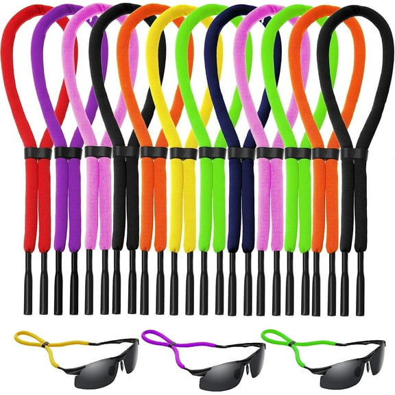 12 Pack Floating Sunglass Straps,Unisex Sunglasses Strap,8 Color Eyeglass Chain Eyewear Retainer,Foam Eyeglass Holder Strap,Sports Glasses Straps Sunglass Keepers Cord Lanyard (Multicolor-B)
