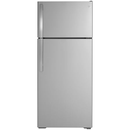 GE 18 Cubic Feet Top Mount Refrigerator, Energy Star, Stainless Steel
