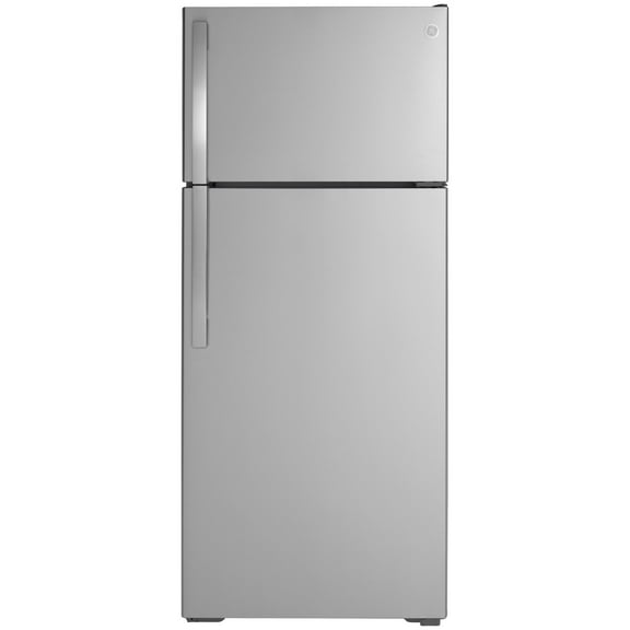 GE 18 Cubic Feet Top Mount Refrigerator, Energy Star, Stainless Steel