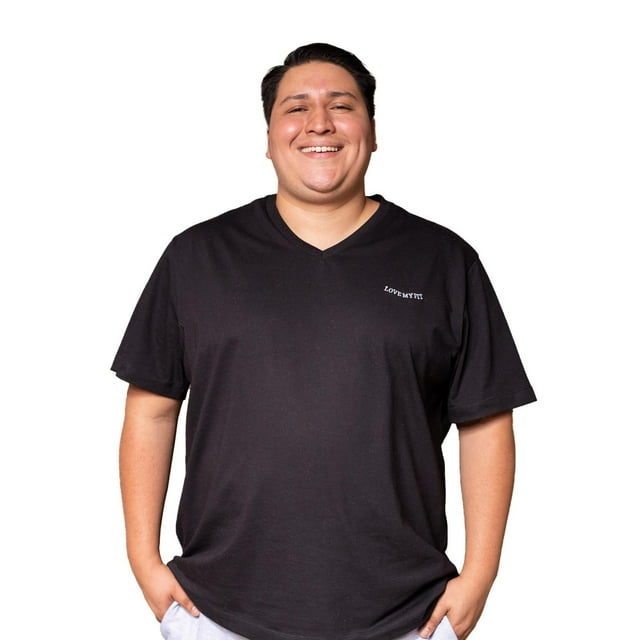 Playera Polo Cuello V LOVE MY FIT Tallas Extras Plus Unisex negro 3XL