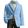 thumbnail image 4 of Fgnfyis Suit Jacket for Men Corduroy Solid Color Casual Jacket for Business Holiday Party and Formal Events with Classic Notch Lapel Jackets for Men Sky Blue XL, 4 of 4