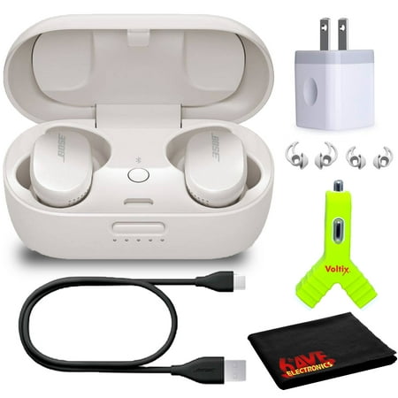 Bose QuietComfort Noise Cancelling Earbuds, White with Travel Charging Bundle