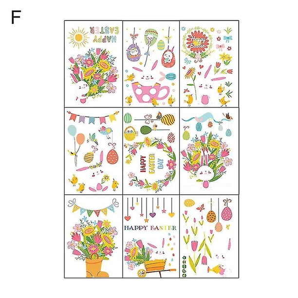 Juego de pegatinas para ventana llamativas, impermeables, de Pvc, pegatinas para ventana de Pascua, pegatina electrostática para el hogar Jikaix