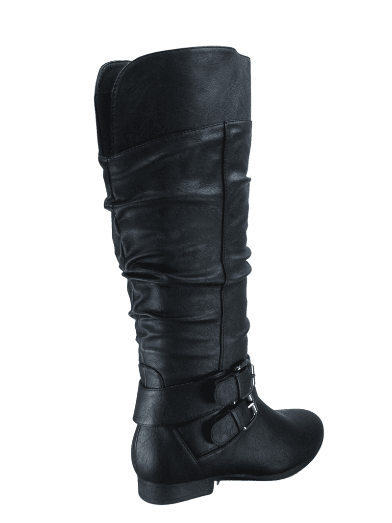 Women's Zipper Knee High Riding Boots Casual Flat Low Heel
