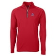 thumbnail image 2 of Men's Cutter & Buck Red New England Patriots Adapt Eco Knit Stretch Recycled Quarter-Zip Throwback Pullover Top, 2 of 3