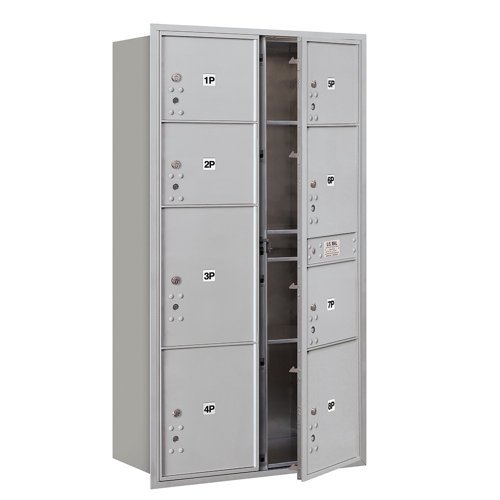 Salsbury Industries Recessed USPS Aluminum 8 Door 4C Horizontal Parcel Locker