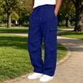 thumbnail image 2 of Ashirexll Boys Sweatpants Solid Color Drawstring Elastic Waist Cargo Sweatpants with Side Pockets Pleated Casual Pants for 4-15 Years, 2 of 6