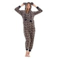 thumbnail image 1 of Keanu Womens Leopard Print Fleece Jumpsuit, 1 of 6