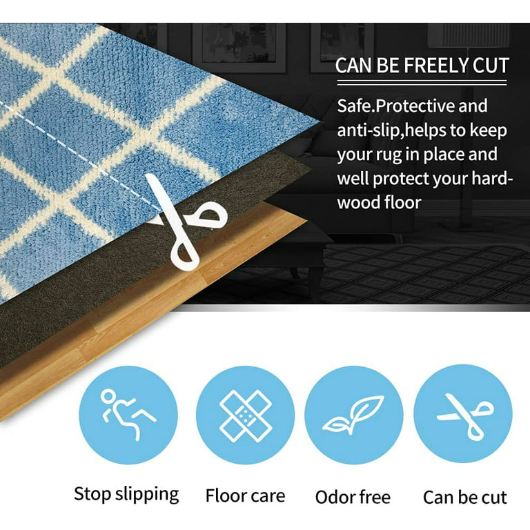 Non-Slip Grey Noise Reducing Carpet Mat Rug Pad for Hard Floors - 14' x 17
