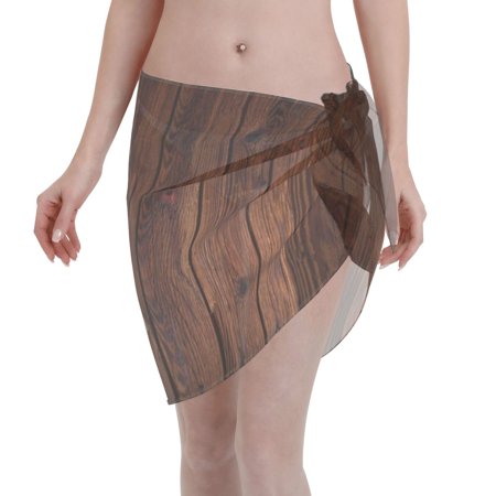 Coaee Vintage Wood Women s Short Sarongs Beach Wrap Sheer Bikini Wraps Chiffon Cover Ups for Beach  Swimming  Holiday