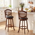 thumbnail image 2 of Costway Swivel Bar Stools Set of 2, 30" Bar Height Chairs with Backrest and Wood Frame, 2 of 9