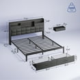 thumbnail image 2 of Greenstell King Bed Frame with Drawers and Headboard, Upholstered Storage Bed with Charging Station and LED Lights,Dark Gray, 2 of 7