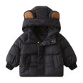 thumbnail image 3 of GYRATEDREAM Toddler Winter Coat Boys Girls Down Jacket Hooded Fleece Warm Outwear 3D Ear Padded Puffer Jacket With Pockets for 4-5Y, 3 of 5