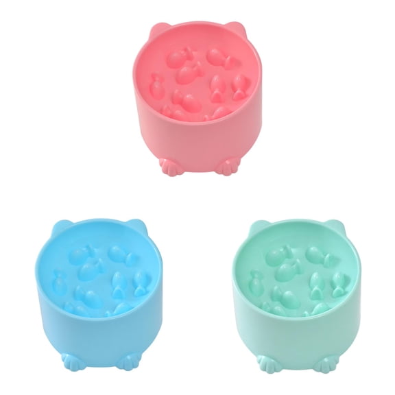 3 Pcs Raised Slow Feeder Cat Bowl, Elevated Cat Slow Feeder for Dry and Wet Food, 3.35"x4.94" Tall Leg Anti Vomit Design for Indoor Cats, Kittens, Small Pets