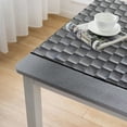 thumbnail image 4 of HAOXIT Square Fitted Tablecloth, Grey Elasticized Polyester Table Cover,Technology Structure with Wavy Stripe and Checkered Motif Print Fitted Table Cloth, Fits Square Tables, for Dining 54''x54'', 4 of 7