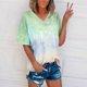 thumbnail image 2 of Blusas de Manga Corta Casuales para las Mujeres con Cuello en V, Top de Poliéster de Moda de Verano para el Uso Diario, 2 of 8