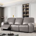 thumbnail image 4 of PU Leather Recliner Sofa Cover 8-Pieces Waterproof Stretch Reclining Couch Slipcover Furniture Protector with Pockets, 3 Seater/Taupe, 4 of 12