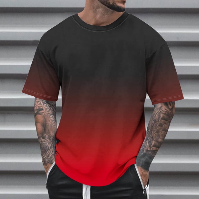 Qertyioot Grand et Grand Été Mode Décontracté Hommes Col Rond Imprimé T-shirt Top