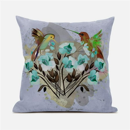 

Amrita Sen Designs CAPL707FSDS-BL-16x16 16 x 16 in. Hummingbird Love Suede Blown & Closed Pillow - Green Brown & Grey