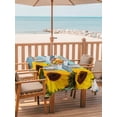 thumbnail image 2 of Outdoor Tablecloth with Umbrella Hole for Patio/Picnic/Party/Camping, Spring Sunflowers Waterproof Table Cloth Rectangle Table Cover Washable, Yellow Floral Turquoise Farmhouse Wood Grain (60"x 84"), 2 of 8