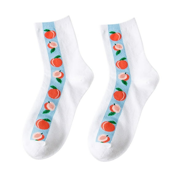 Women Strawberry Print Warm Cotton Socks Lightweight Athletic