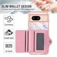 thumbnail image 4 of Slim Wallet Design for Google Pixel 8a Case with Card Holder, Marble Pattern Back Flip Case PU Leather Kickstand Card Slots Magnetic Clasp Shockproof Anti-fall for Google Pixel 8a, Marble #2, 4 of 6