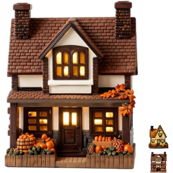 Halloween Village Houses Resin 7" 1-Pack - Pumpkin Lamp & Fall Decorations for Home for Vintage Halloween Decor Mantle