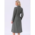 thumbnail image 5 of DARING DIVA Long Sleeve V-neck Kimono Midi Loungewear Bathrobe L Dark Gray, 5 of 6