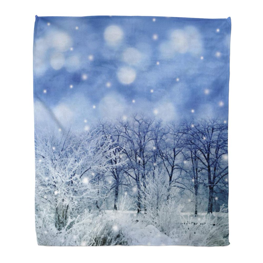 KDAGR Throw Blanket 50x60 Inches Blue Scene Winter Christmas Landscape