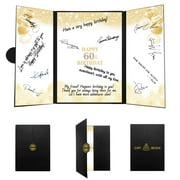 Trgowaul 60th Birthday Guest MMF7Book Alternative Decorations Men Gold Happy 60th Birthday Decorations, 60 Years Old Party Signature Certificate, Card 60th Birthday Party Supplies Gift Sign