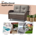thumbnail image 4 of Gymojoy 7 Pieces Patio Furniture Set with Fire Pit,Outdoor Swivel Chair, 2-Seat SOfa with Table,All Weather PE Wicker Patio Conversation Sets for Deck Porch Backyard, 4 of 13