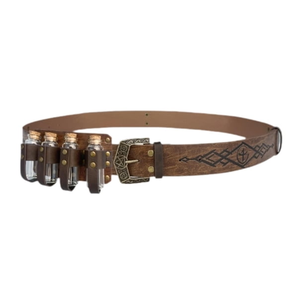 Cinturón de cuatro botellas, creativo, steampunk, ajustable, gótico, cómodo, medieval. marrón