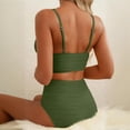 thumbnail image 4 of High Waisted Bikini Sets for Women Tummy Control 2 Piece Bathing Suit U-Wire Push up Texture Beach Swimsuit Army Green 2XL, 4 of 4
