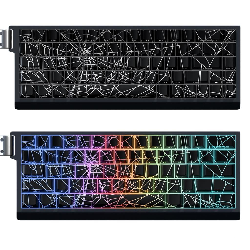 64/74Key Translucents Keycaps Spiders Web Side Print Backlit Shine Through Keycaps for 60 80 61/64/68/75/87 Keyboards