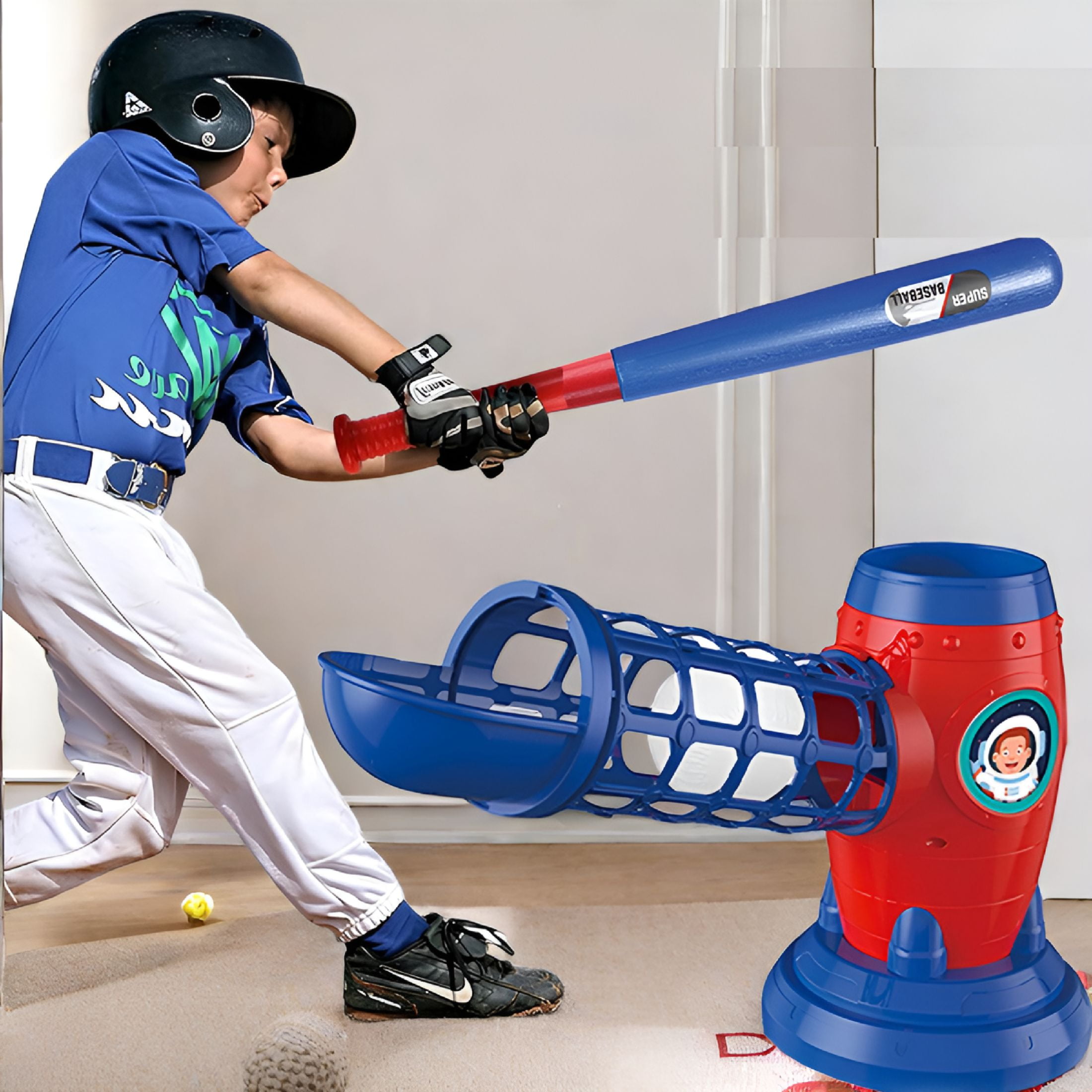 BESTSKY Youth Baseball Pitching | Automatic Pop-Up Trainer with Remote | Adjustable 3.9-4.3ft Height | Portable Batting Practice Set Includes 5 Balls