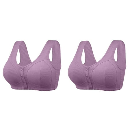 (2-Pack) Rinsvye Women s Front Side Buckle Sports Bra for Big Busted Women without Steel Ring Movement Strapless Bra for Women Seamless Gathering Adjustment Yoga Workout Sports Bras for Women Sleep
