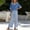 Style1-Blue womens outfits, variant on Maqroz Women 2 Piece Outfits Sets Summer Striped Print Short Sleeve V Neck Top and Striped Pants Set Elastic Waist Pockets Casual Vacation Sets Green M