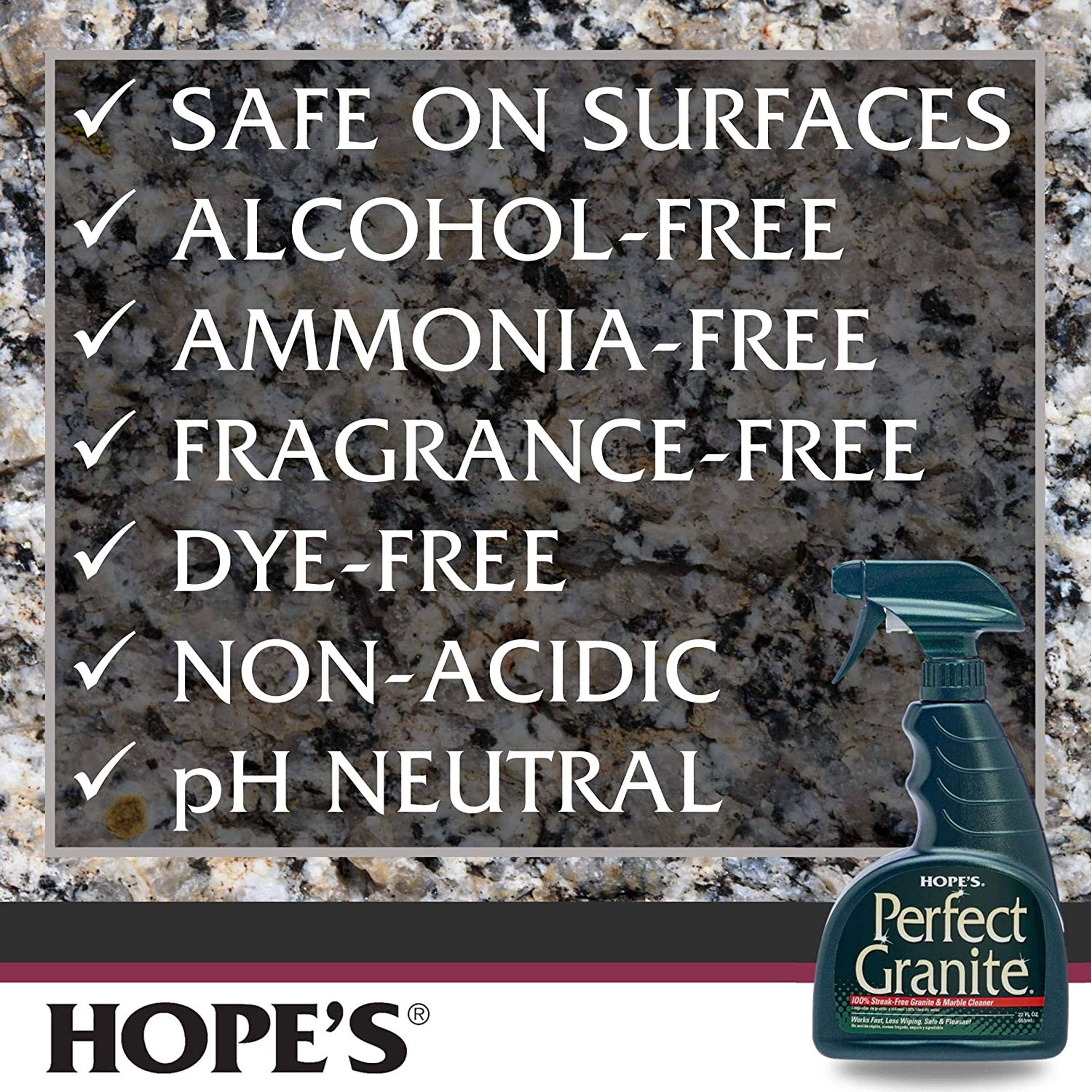 Hope’s Perfect Granite & Marble Countertop Cleaner, Stain Remover and Polish, Streak-Free, Ammonia-Free, 22 Ounce, Pack of 1 - image 7 of 7