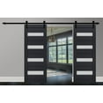 thumbnail image 3 of Sturdy Double Barn Door with Frosted Glass | Veregio 7455 Antracite | 13FT Rail Hangers Heavy Set | Solid Panel Interior Doors-84" x 84" (2* 42x84)-Black Rail, 3 of 6