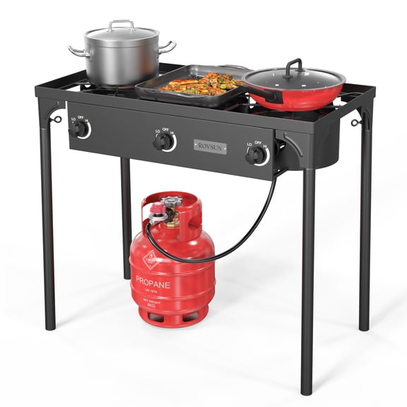 ROVSUN 3-Burner High-Pressure Propane Camping Stove, 225,000 Btu with Csa Listed Regulator for Outdoor Cooking
