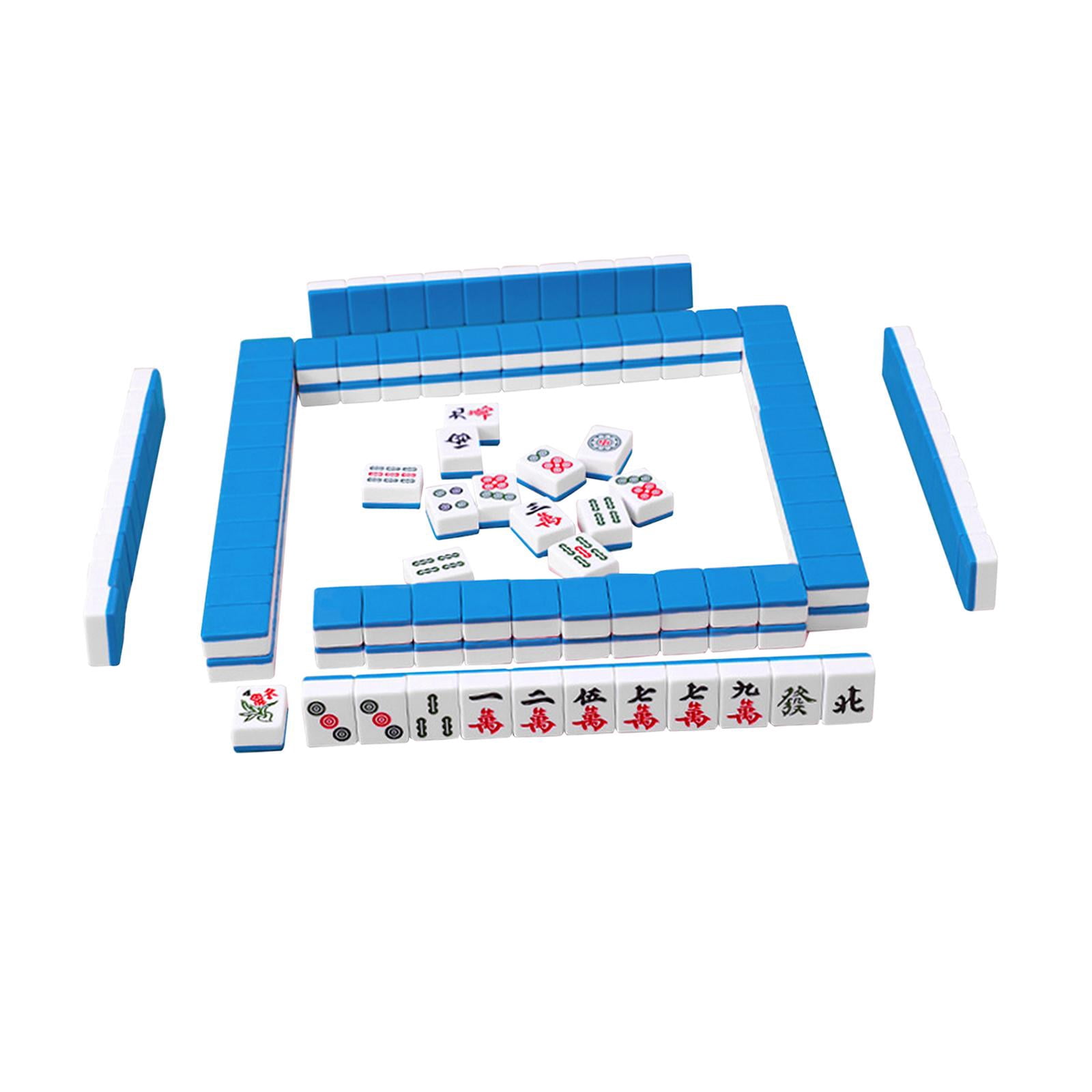 LeeQinersw 144x Chinese Version Game Set Leisure Time Chinese Style Game Mini Mahjong Tiles Blue
