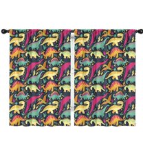 Blackout Kids Curtains,DarkBlue Colorful Dinosaurs Pattern Childrens Insulated Curtains Set Of 2,Bedroom Essentials,Toddler Room Decor 42"x63"