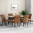 thumbnail image 2 of Noble House Cullon Contemporary Faux Leather Dining Chairs, Set of 6, Cognac Brown, 2 of 8