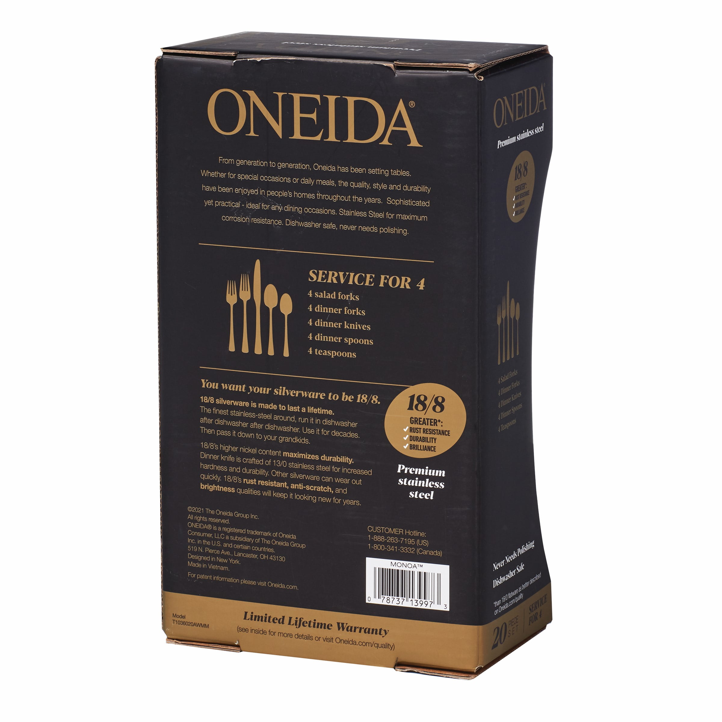 Oneida Monoa 20-Piece Stainless Steel Flatware Set (Service Oneida Monoa 20-Piece Stainless Steel Flatware Set (Service